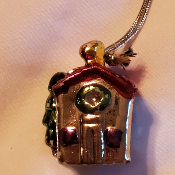 Vintage Cottage House Genuine Bone China Christmas Ornaments Taiwan Painted - Picture 2 of 4